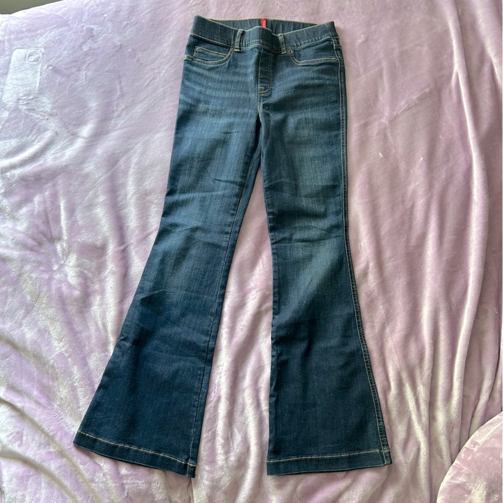 M Spanx Flare Pull On Jeans Dark blue wash